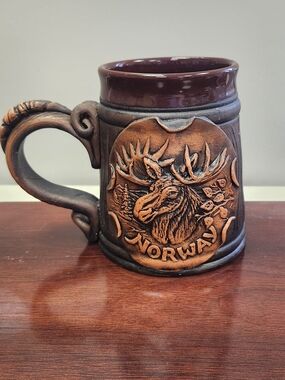 Norway Moose Ceramic Stein Mug - Brown